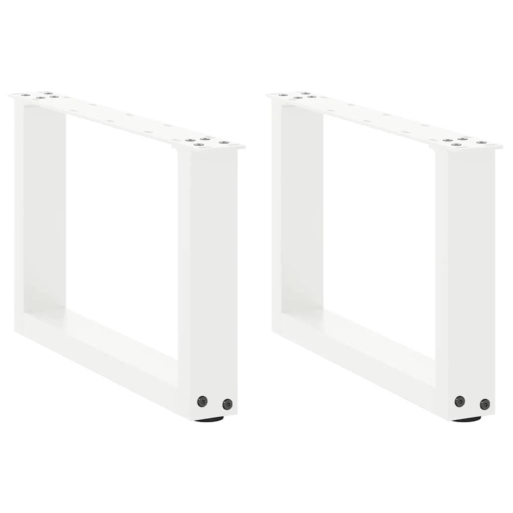 Set di 2 gambe per tavolino a forma di U 50 x 30 cm struttura robusta con moderni piedini livellatori in acciaio bianco 02_0057377