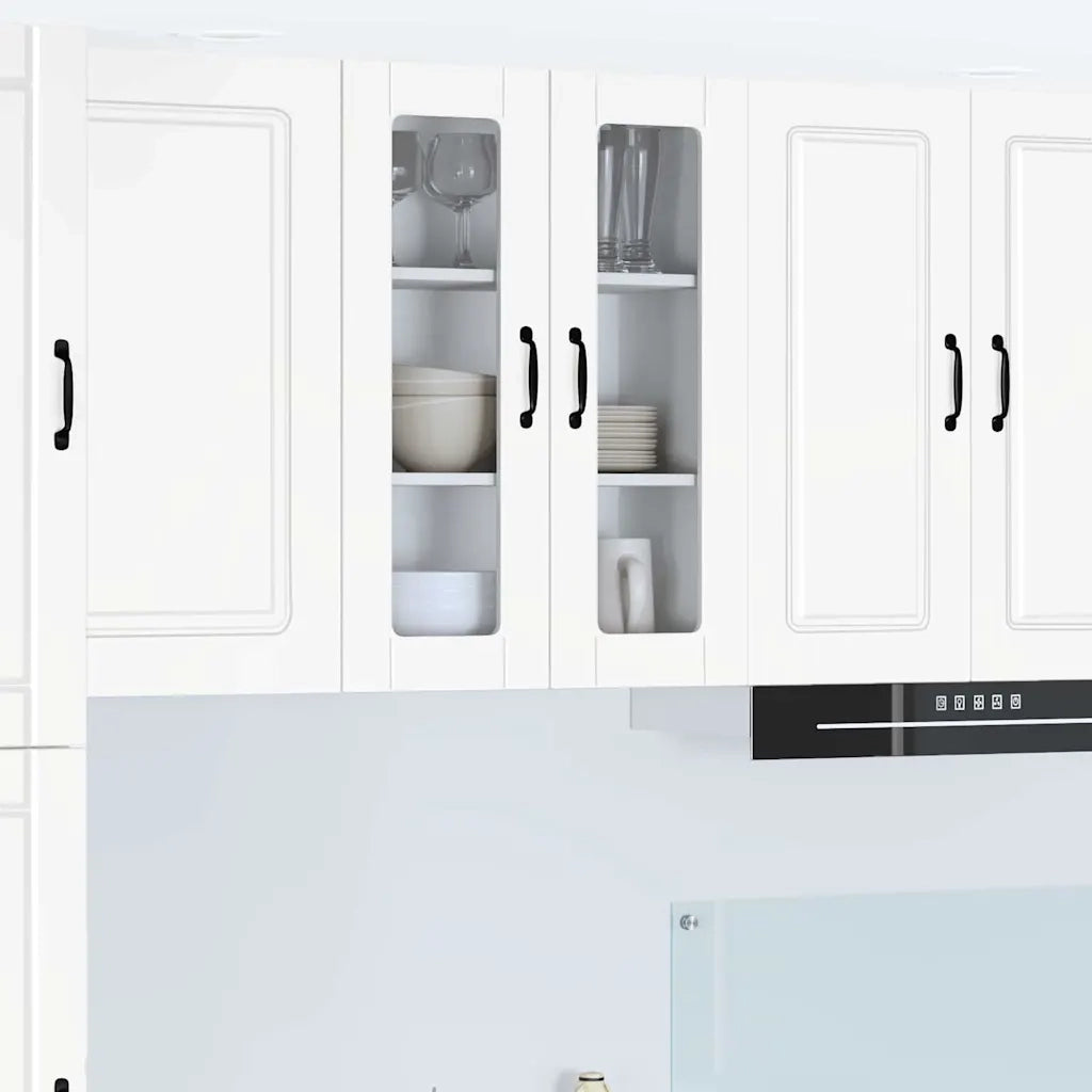 Pensile da cucina | Mobile in vetro da parete PORTO Bianco 60 x 31 x 80 cm