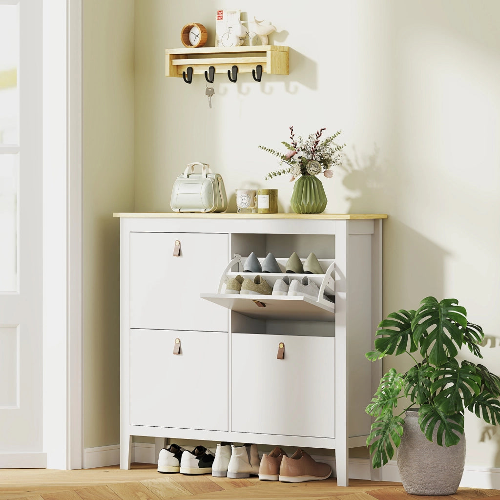 Scarpiera con cassetti e ante ¨C zephmum ¨C bianco 80x40x105 cm