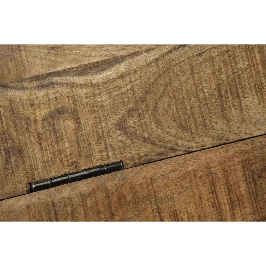 Tavolino rotondo ORVIK 68 cm in legno massello di mango e metallo - baule per la conservazione