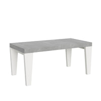 Tavolo Allungabile 180/284x90x77 cm Spimbo Mix  piano Cemento gambe Bianco Frassino