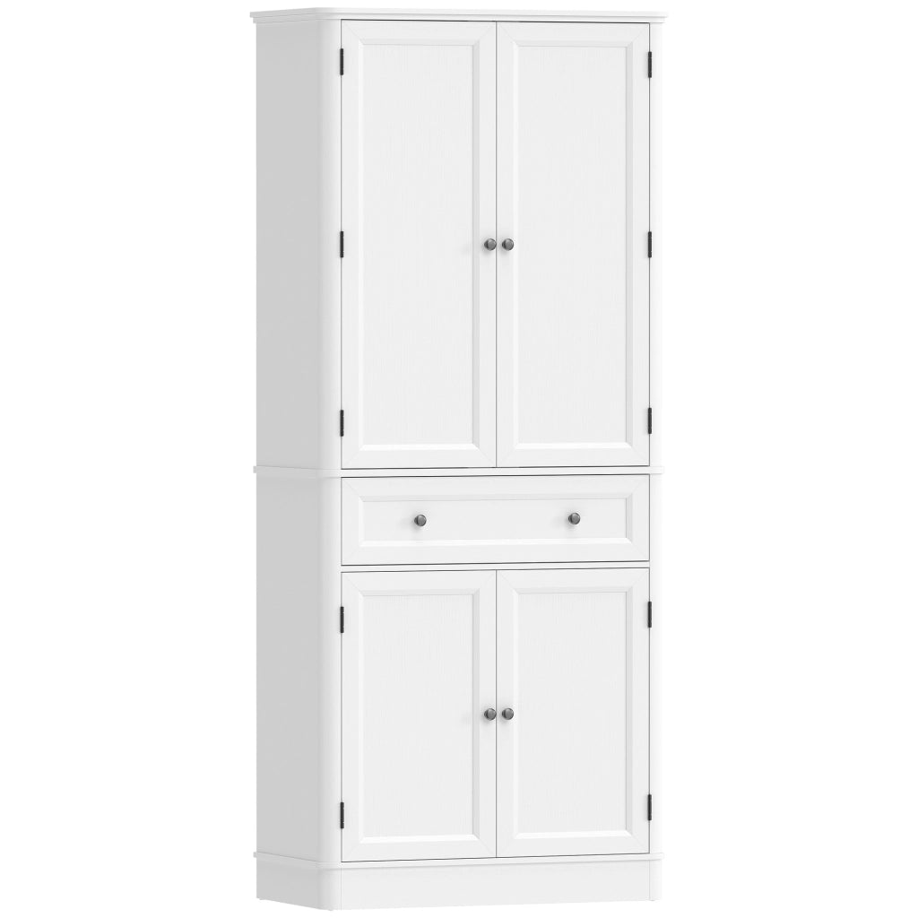 Armadio da Cucina con 4 Ante, Cassetto e Ripiani Regolabili ¨C Minimal ¨C 80x39.5x186.4 cm Bianco