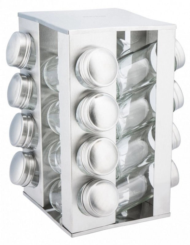 Kinghoff KH-4007 Porta spezie girevole in acciaio inox con 16 contenitori