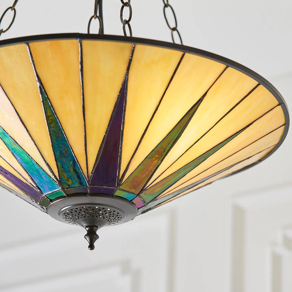 Lampada a sospensione Tiffany Dark Star vetro 3xE27