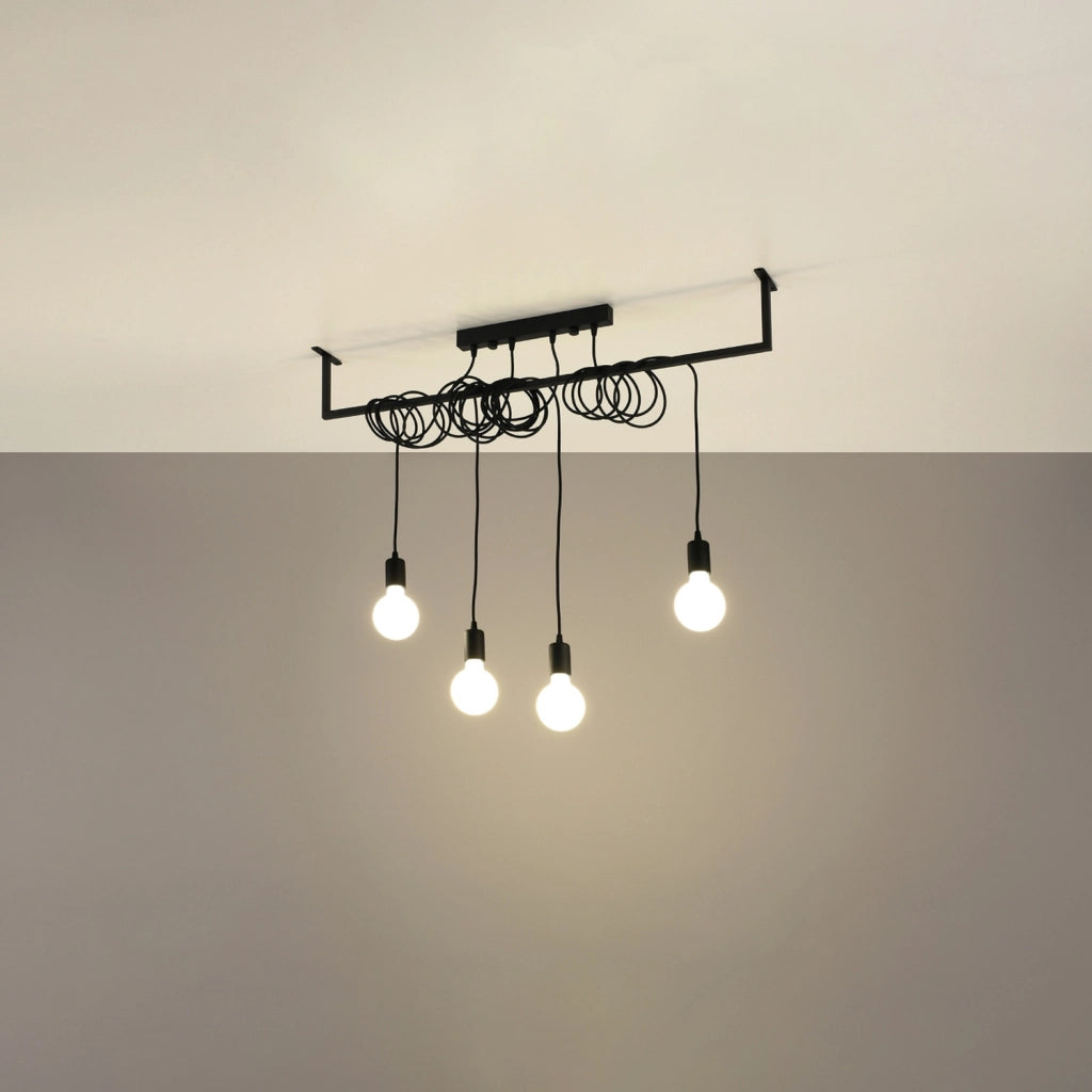 Lampadario Toledo 4 luci E27 nero metallo Pure Lume