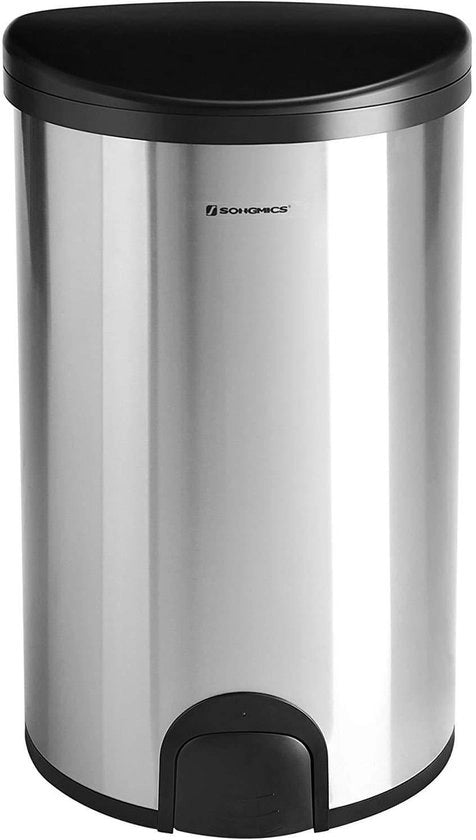 Cestino Metallico - Chiude Automaticamente dopo 5 secondi - Contenitore per Rifiuti - 50 Litri - Piastra di Pedalazione - Resistente ai Feromoni