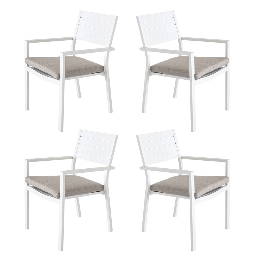 Set di 4 Sedie da esterno 55x56.5x86.5h cm in alluminio bianco