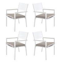 Set di 4 Sedie da esterno 55x56.5x86.5h cm in alluminio bianco