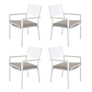 Set di 4 Sedie da esterno 55x56.5x86.5h cm in alluminio bianco