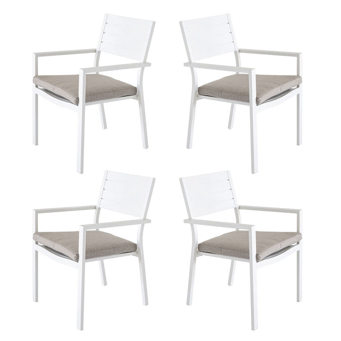 Set di 4 Sedie da esterno 55x56.5x86.5h cm in alluminio bianco