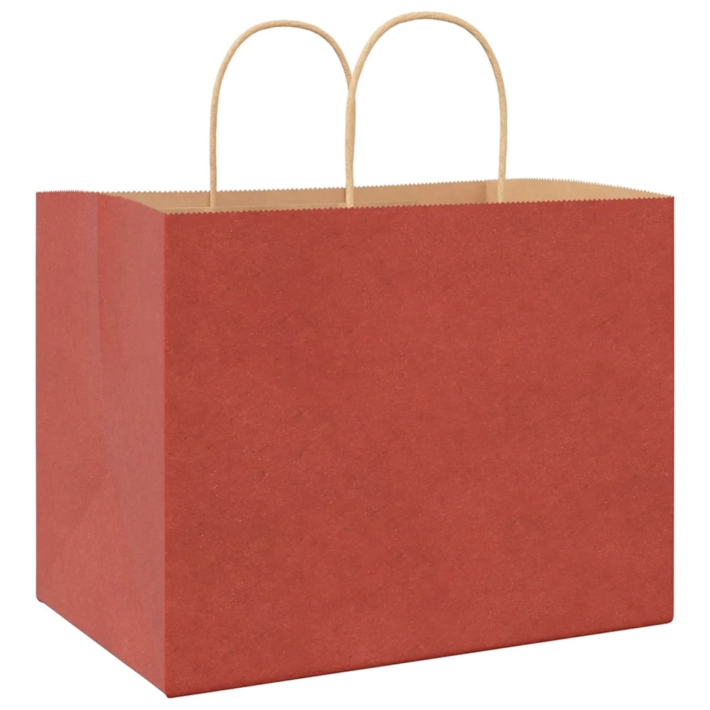 vidaXL Sacchetti di Carta 250 pz con Manici Rossi 32x22x24 cm