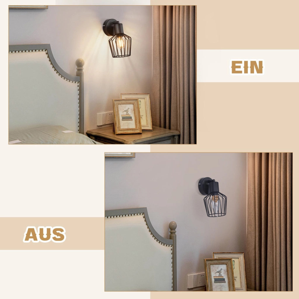 ZMH Lampada da soffitto E14 metallo nero orientabile 350° stile industriale per corridoio soggiorno anche parete