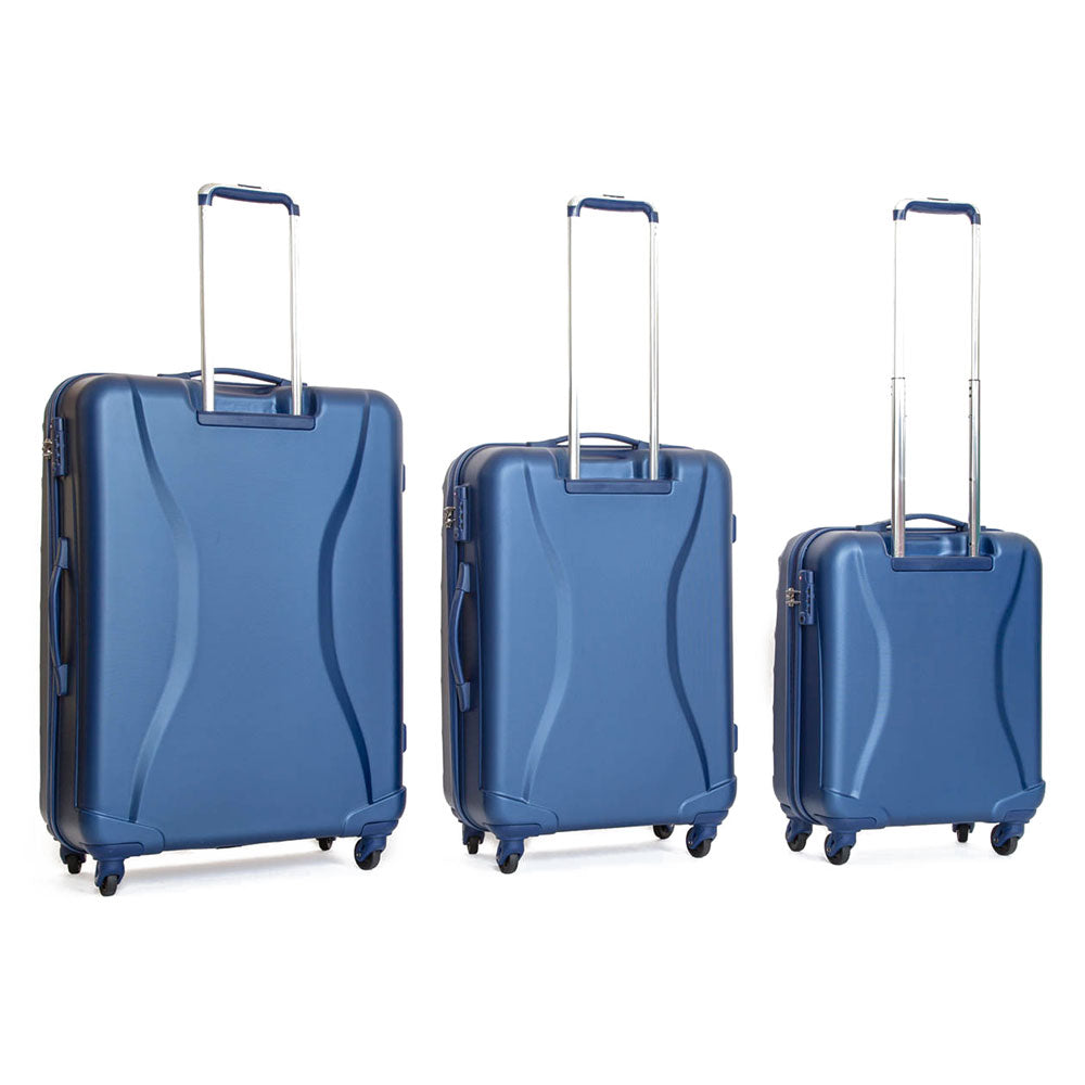 Set 3 Valigie Trolley Rigide in ABS 4 Ruote TSA Ravizzoni Infinity Blu