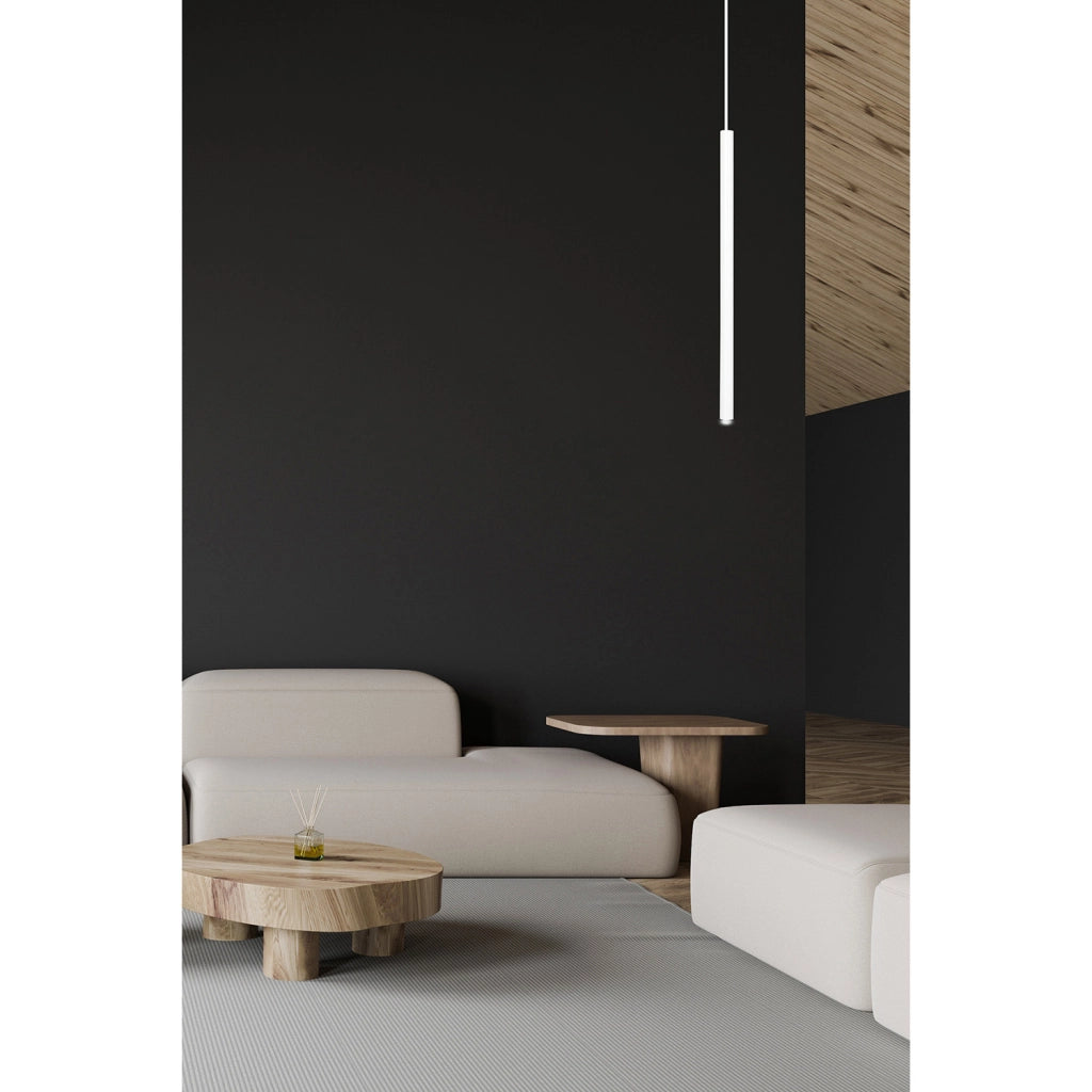 Lampadario 1 Luce Moderno Shu Acciaio Bianco E Paralume A Cilindro Sottile
