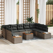 Set Divani da Giardino 10 Pezzi con Cuscini Grigio Polyrattan Acacia