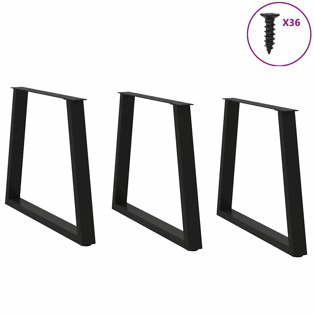 Gambe per tavolo da pranzo a forma di V 3 pz | Piede del tavolo nere 80x(72-73,3) cm in acciaio