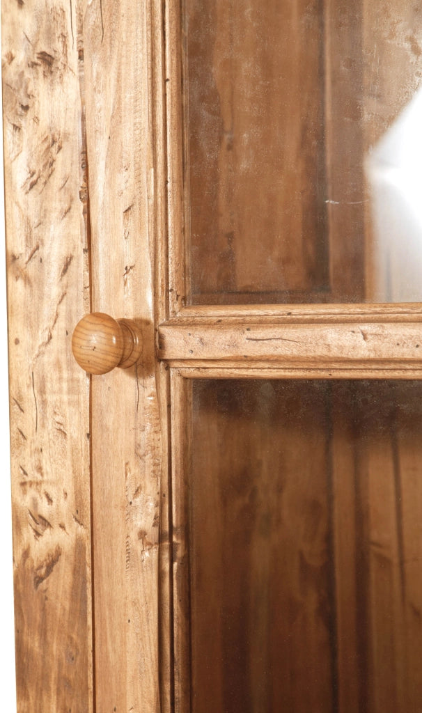 Biscottini Libreria vetrina con ante scorrevoli in legno massello di tiglio, finitura naturale L154xPR37xH212 cm. Made in Italy