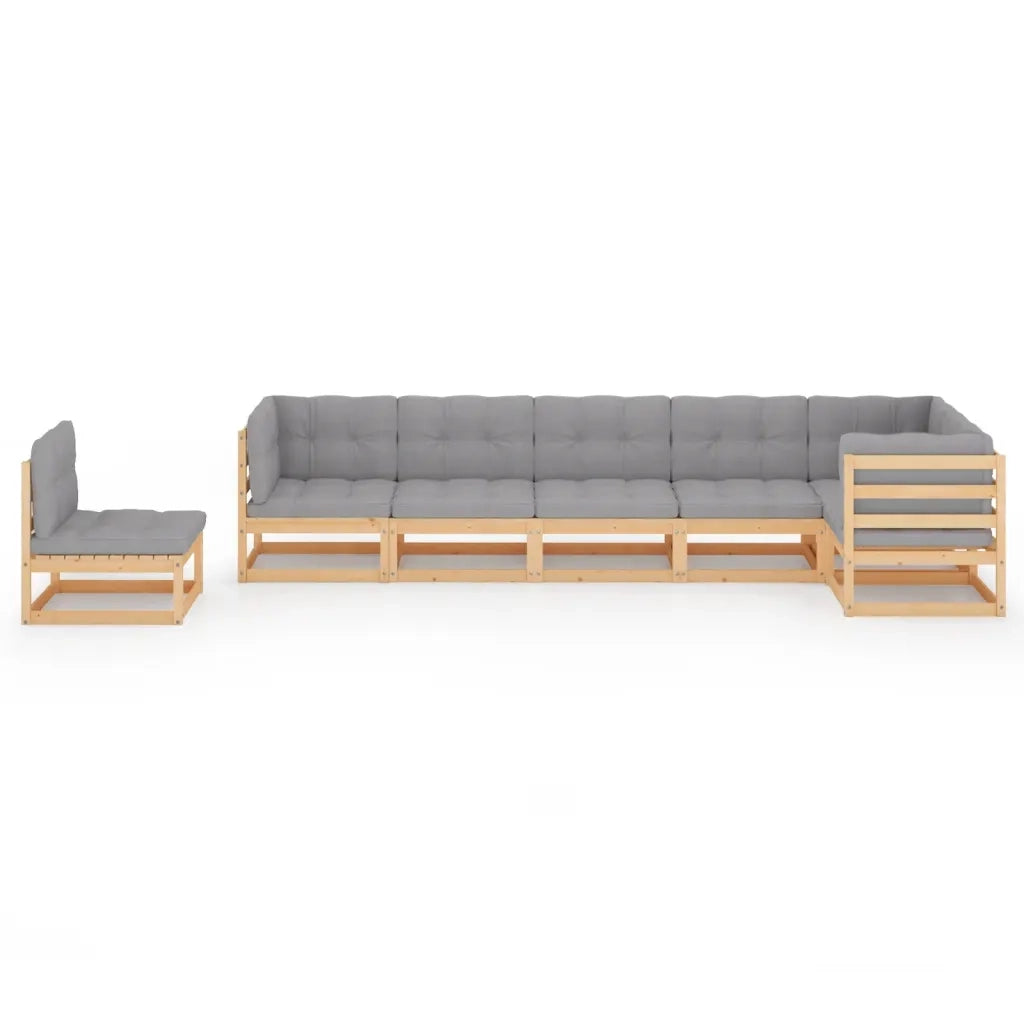 Set Salotto Giardino 7 pz Cuscini Antracite Legno Massello Pino 3076644