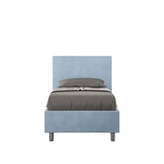 BS COM Letto singolo contenitore imbottito 90x200 microfibra azzurro