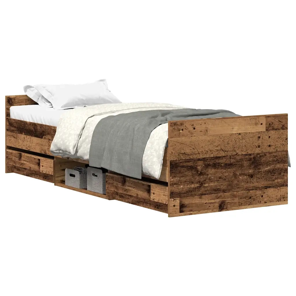 Letto singolo | Letto per adulti | Giroletto senza Materasso Legno Antico 100x200cm in Truciolato