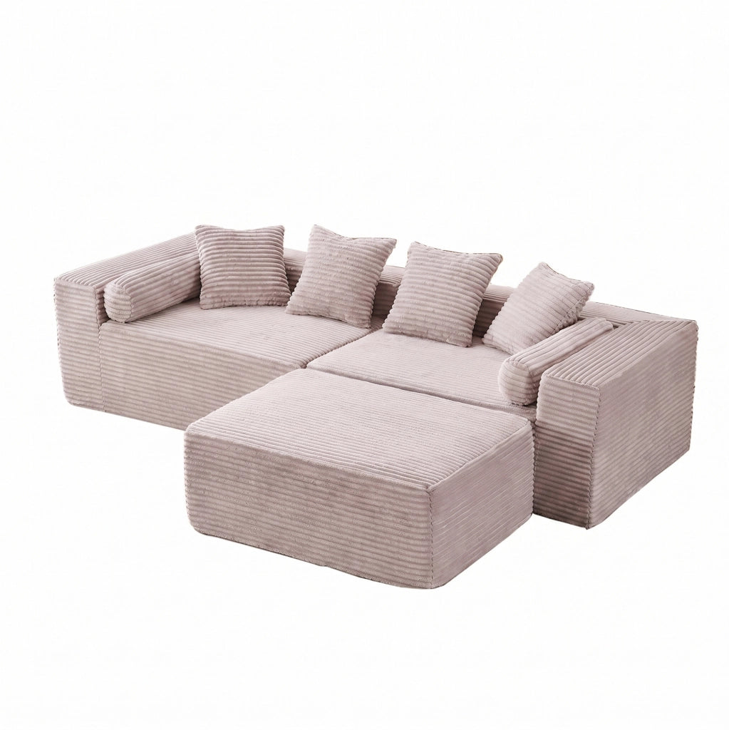 Divano modulare a L con chaise longue; senza montaggio; beige; 266x110x60 cm