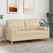 Divano a 2 Posti con Cuscini-Sofa 2 Posti con Cuscini Crema 140 cm in Tessuto 682999