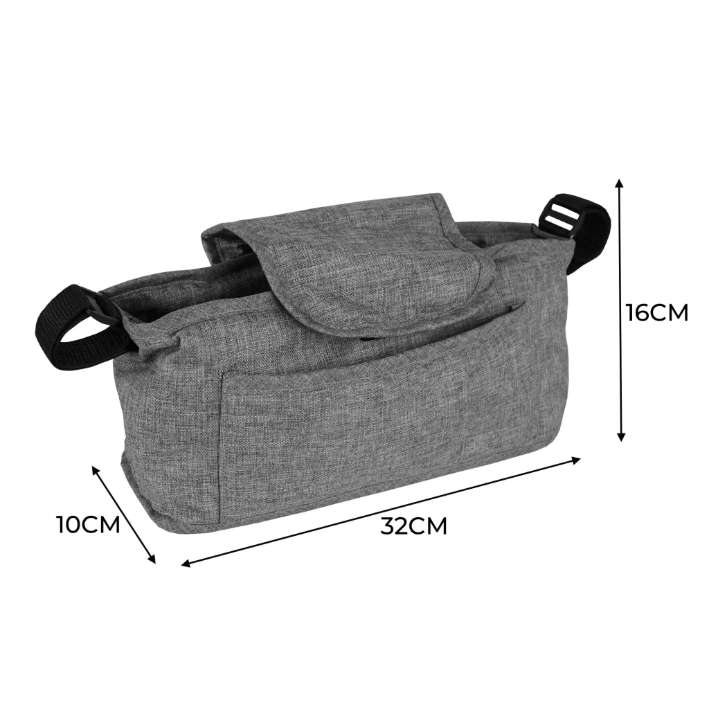 Organizer per Passeggino per Animali Grigio con Cinghie a Strappo e Tasche