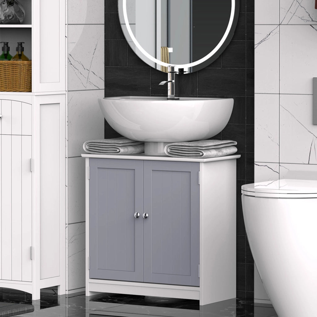 Mobile Bagno Sottolavabo ¨C zephmum ¨C 2 Ante Grigio Bianco Legno 60x30x60 cm