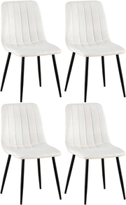 Set di 4 sedie Dijon bianco crema,Velluto