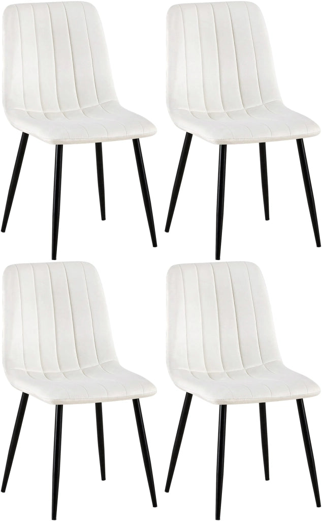 Set di 4 sedie Dijon bianco crema,Velluto