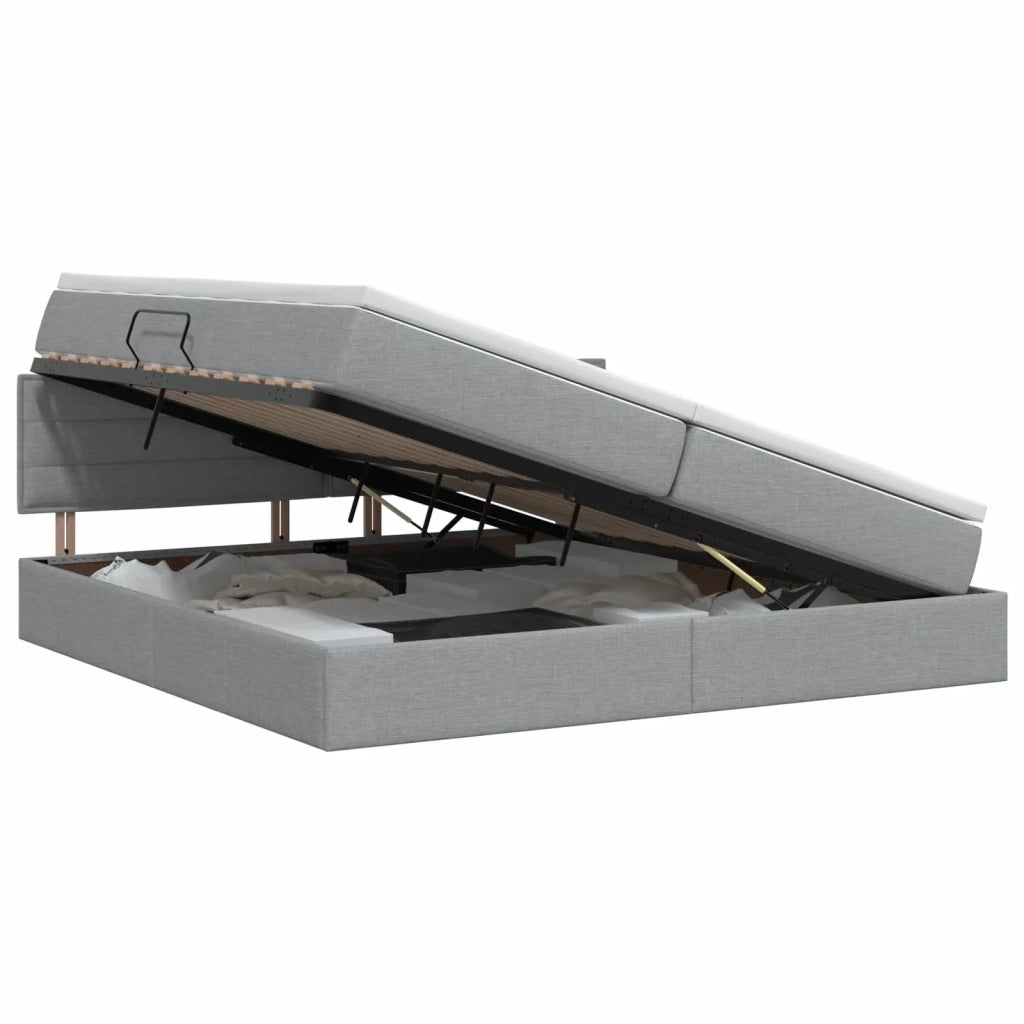 Letto con contenitore e materasso Grigio Chiaro 200 x 200 cm 3458580