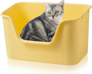Cattilettiera XXL Senza Copertura - 64x45x33cm - Per Gatto Coniglio Gattini - Giallo - Altezza del Bordo Elevata - Facile da Pulire - Materiale Duraturo
