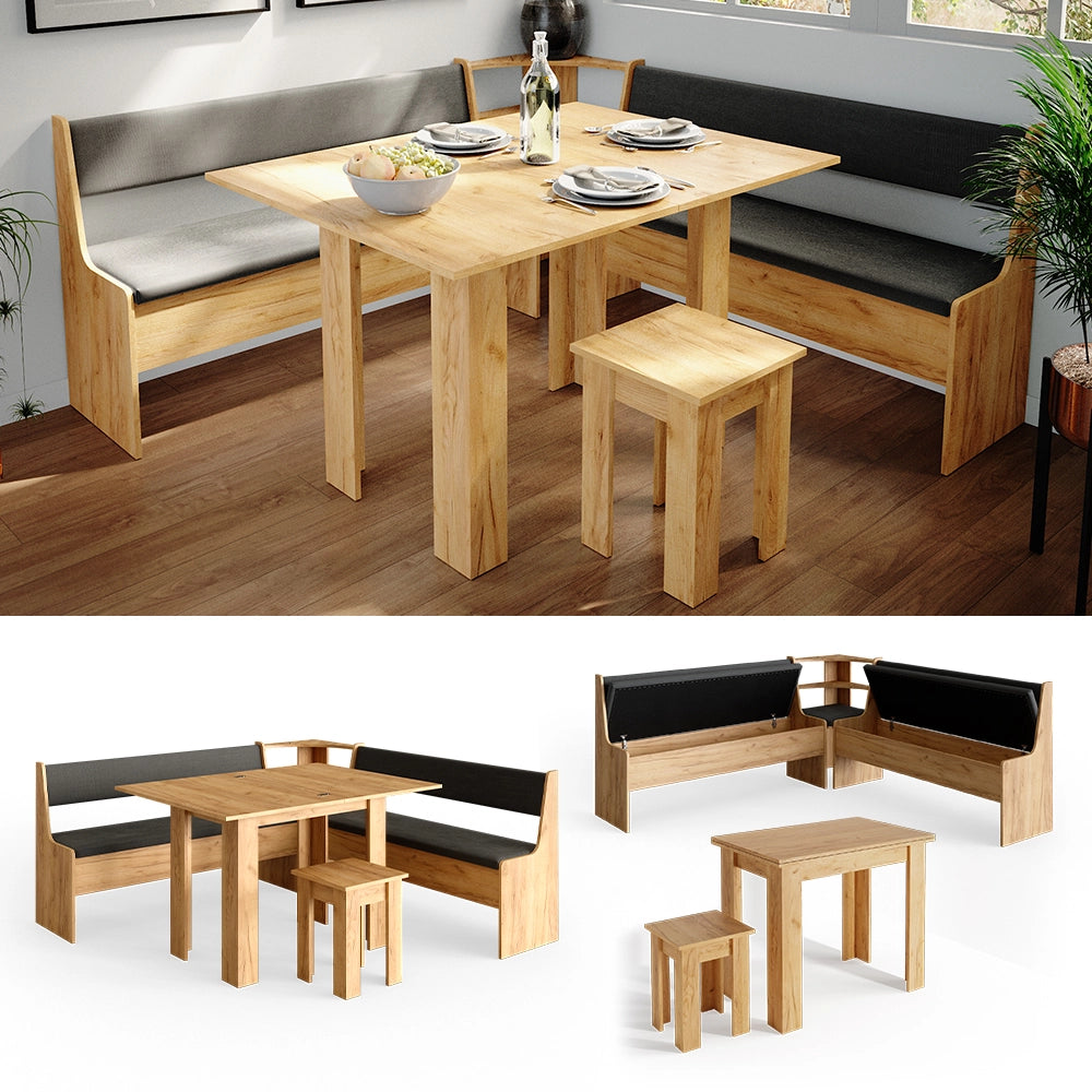 Vicco Gruppo panca ad angolo Quercia dorata 180 x 41.5 cm con tavolo