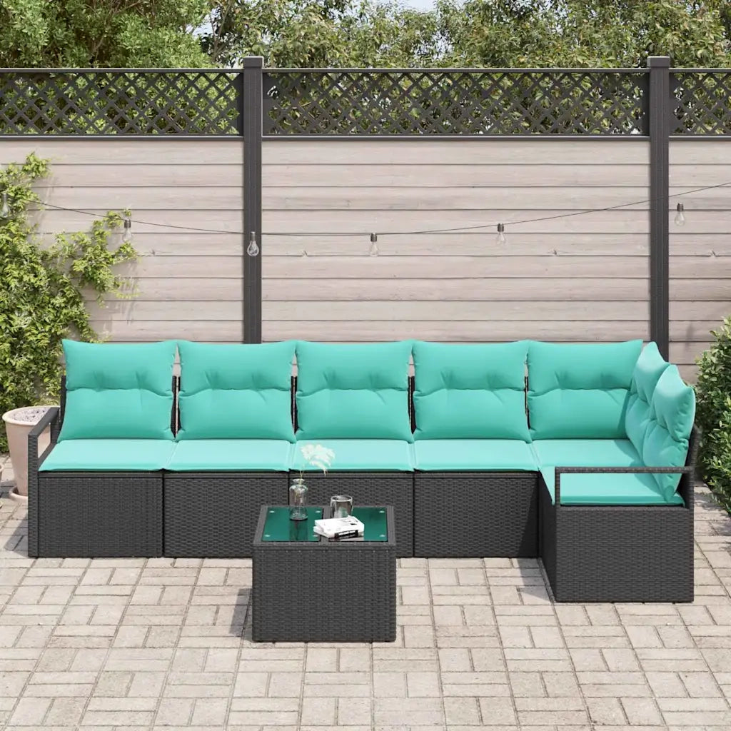 Set di divani 7 pcs Nero polyrattan