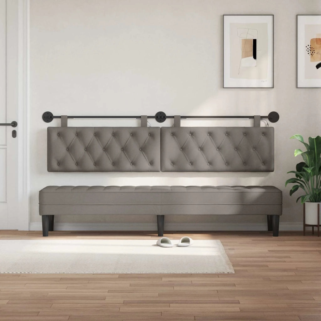 Testiera sospesa Con luce LED Tortora Tessuto
