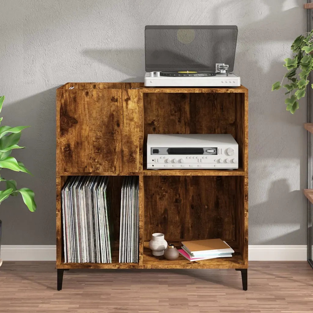 Mobile Porta Dischi Rovere Fumo 84,5x38x89 cm Legno Multistrato 832002
