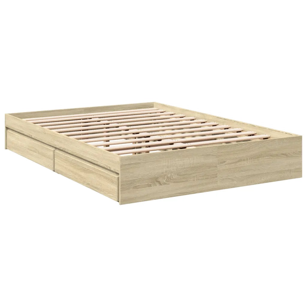 Giroletto Cassetti-Struttura Letto con contenitore Rovere Sonoma 120x190 cm Legno Multistrato 585591