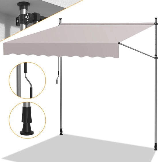 Ombrelloni senza foratura per terrazza e balcone - Insegna per balcone regolabile a mano 250cm Beige