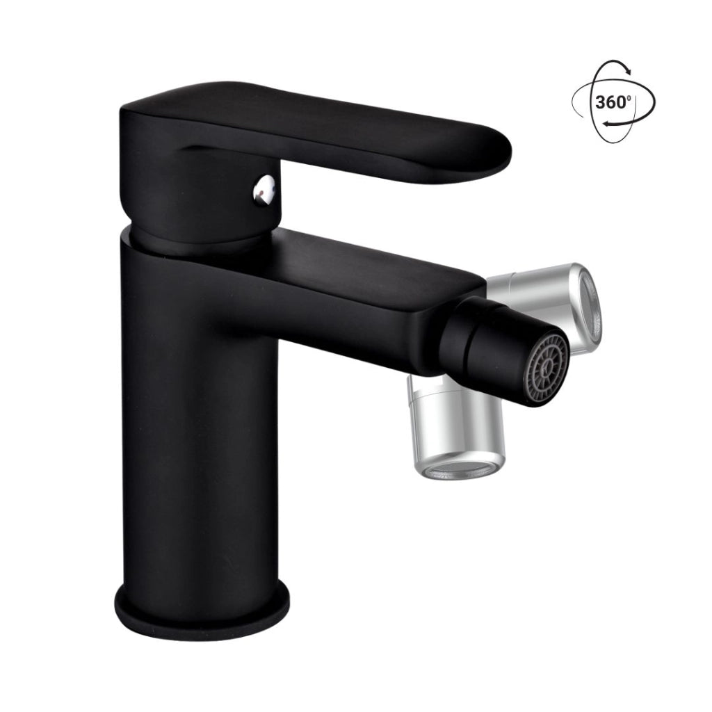 Coppia di miscelatore rubinetto bidet e miscelatore lavabo linea puma nero opaco
