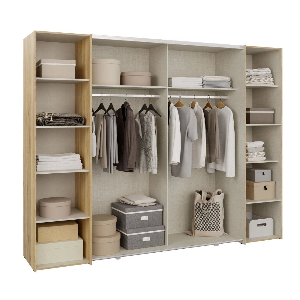 Armadio Callia con 2 ante scorrevoli e 2 battenti rovere e cashmere 270x61x210