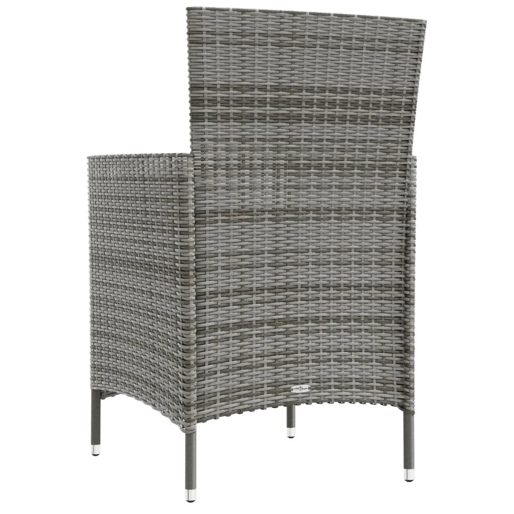 Set da Pranzo per Esterni 3 pz con Cuscini in Polyrattan Grigio 3094873
