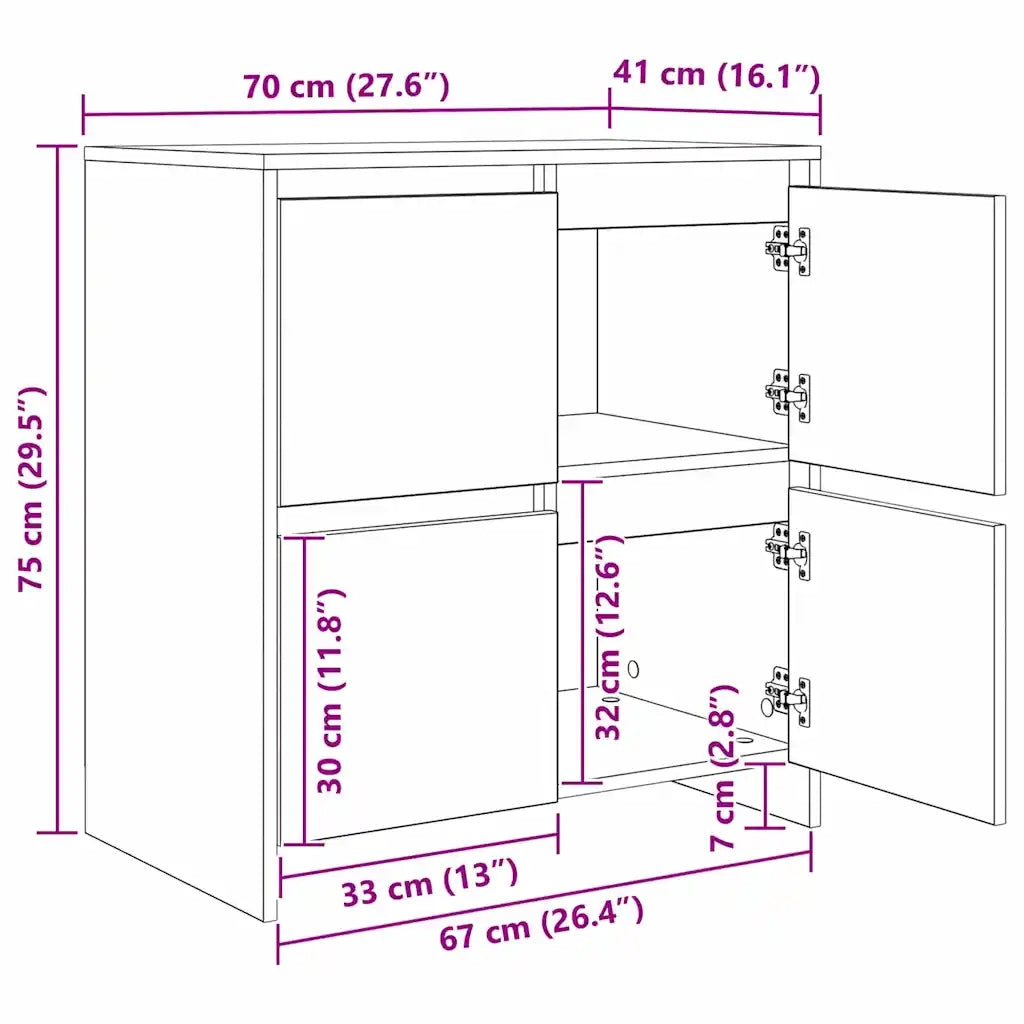 Sideboards 2 pz rovere artigianale 70 x 41 x 75 cm 3393515