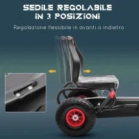 Go Kart a Pedali per Bambini da 5-12 Anni con Sedile Regolabile e Ruote in Gonfiabili, Rosso