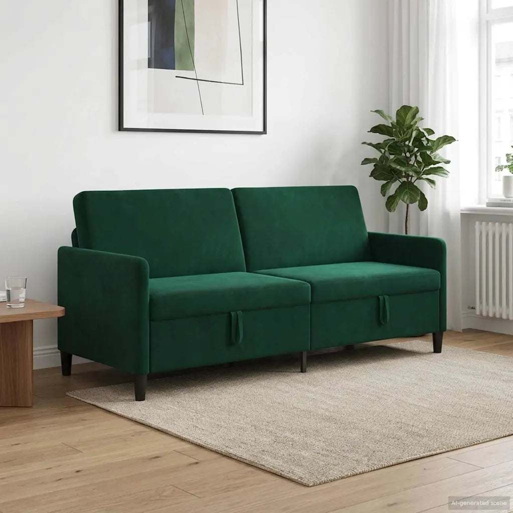 Divano con Storage Verde Scuro 192 x 78 x 87 cm Poliestere 42036991