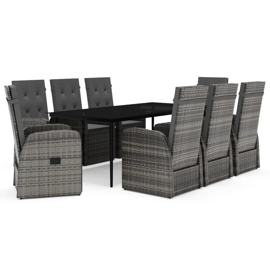 Set Mobili da Pranzo per Giardino 9 pz con Cuscini Grigio cod mxl 43086