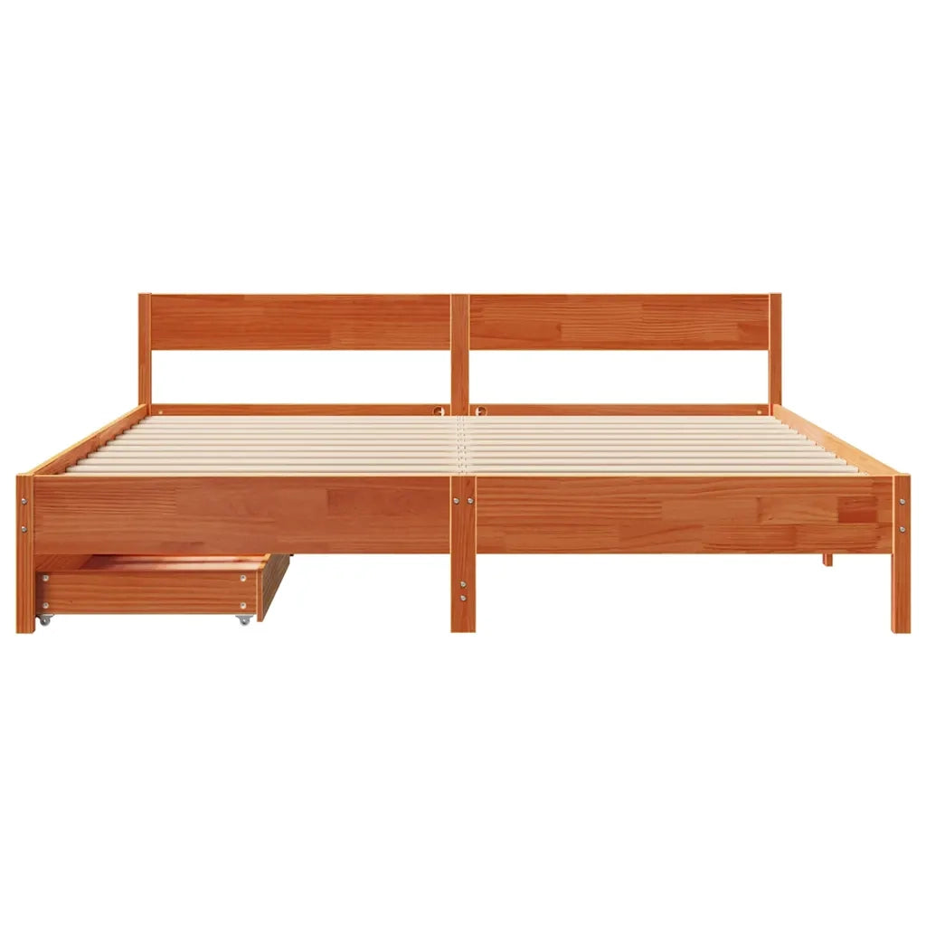 Letto senza Materasso Marrone Cera 200x200 cm in Legno di Pino 3301739