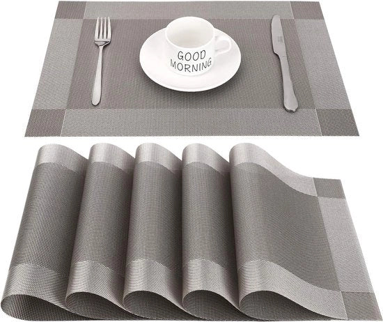 Set di assorbimento per tavolo da 6 pezzi, facile da pulire, antiscivolo, resistente al calore, resistente alle macchie, piatto di assorbimento per tavolo, 45cmx30cm (grigio)
