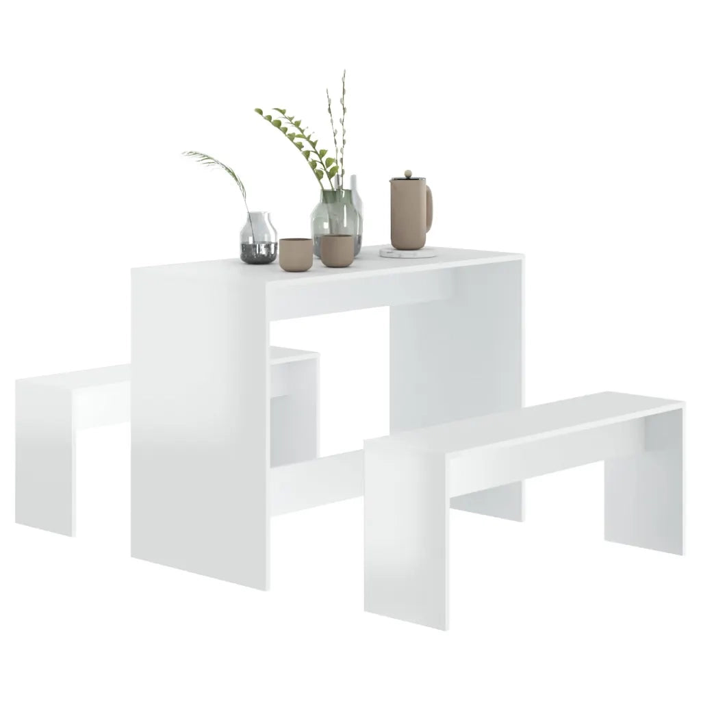 Set da Pranzo 3 Pz Bianco Lucido in Truciolato 809482