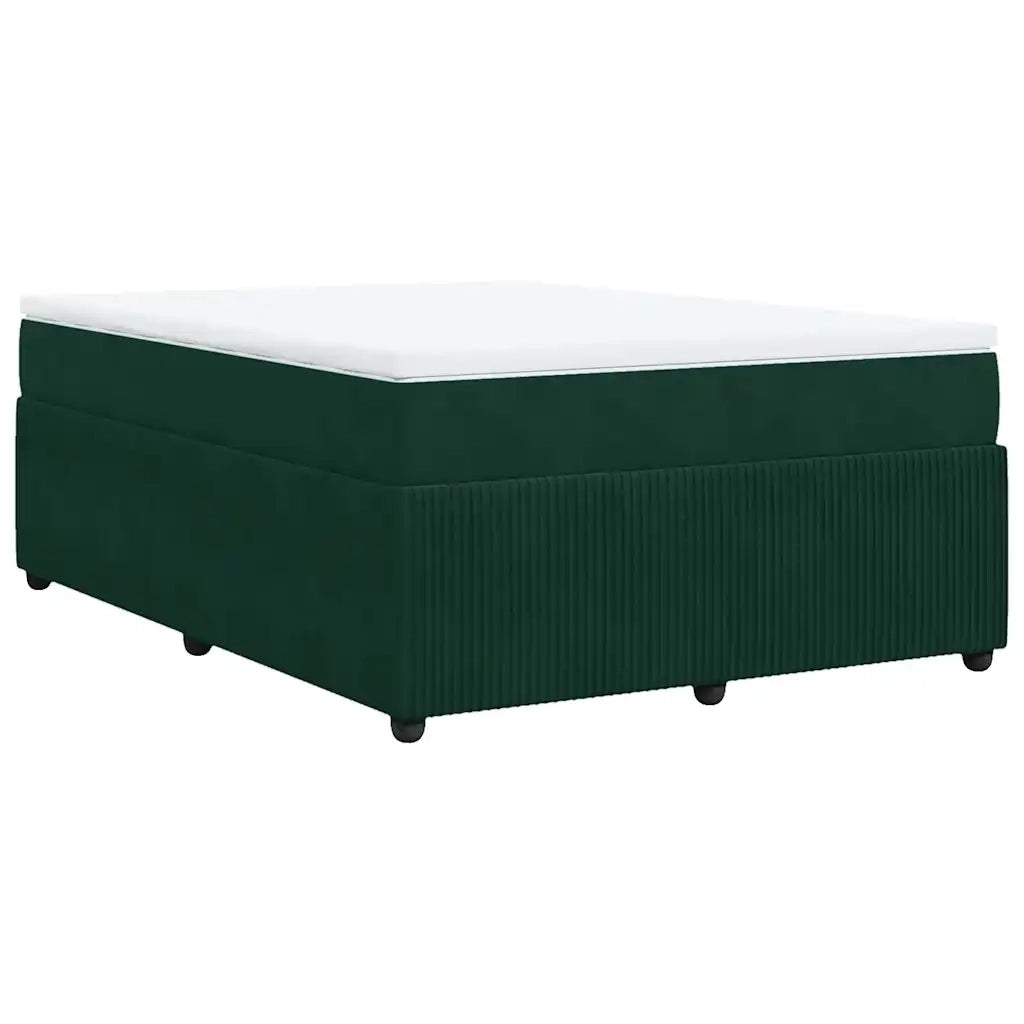 vidaXL Giroletto a Molle con Materasso Verde Scuro 140x200 cm Velluto