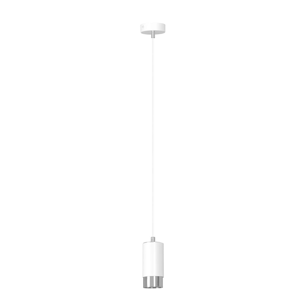Sospensione Moderna 1 Luce Ivar A Cilindro In Acciaio Bianco E Cromo